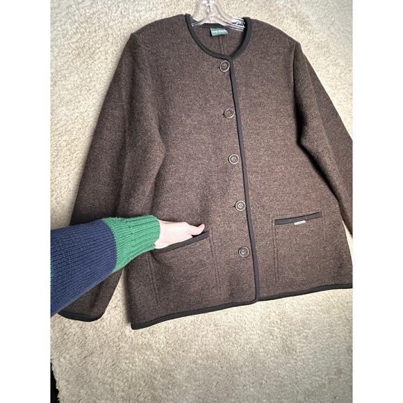 Geiger Collections Women's Vomp Button Brown 100% Boiled Wool Jacket Sz 46 EC - Picture 6 of 16